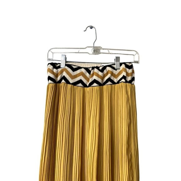 Anthropologie Maxi Skirt Size S Dear Creatures Pleated Long Mustard Yellow Skirt - Picture 7 of 10